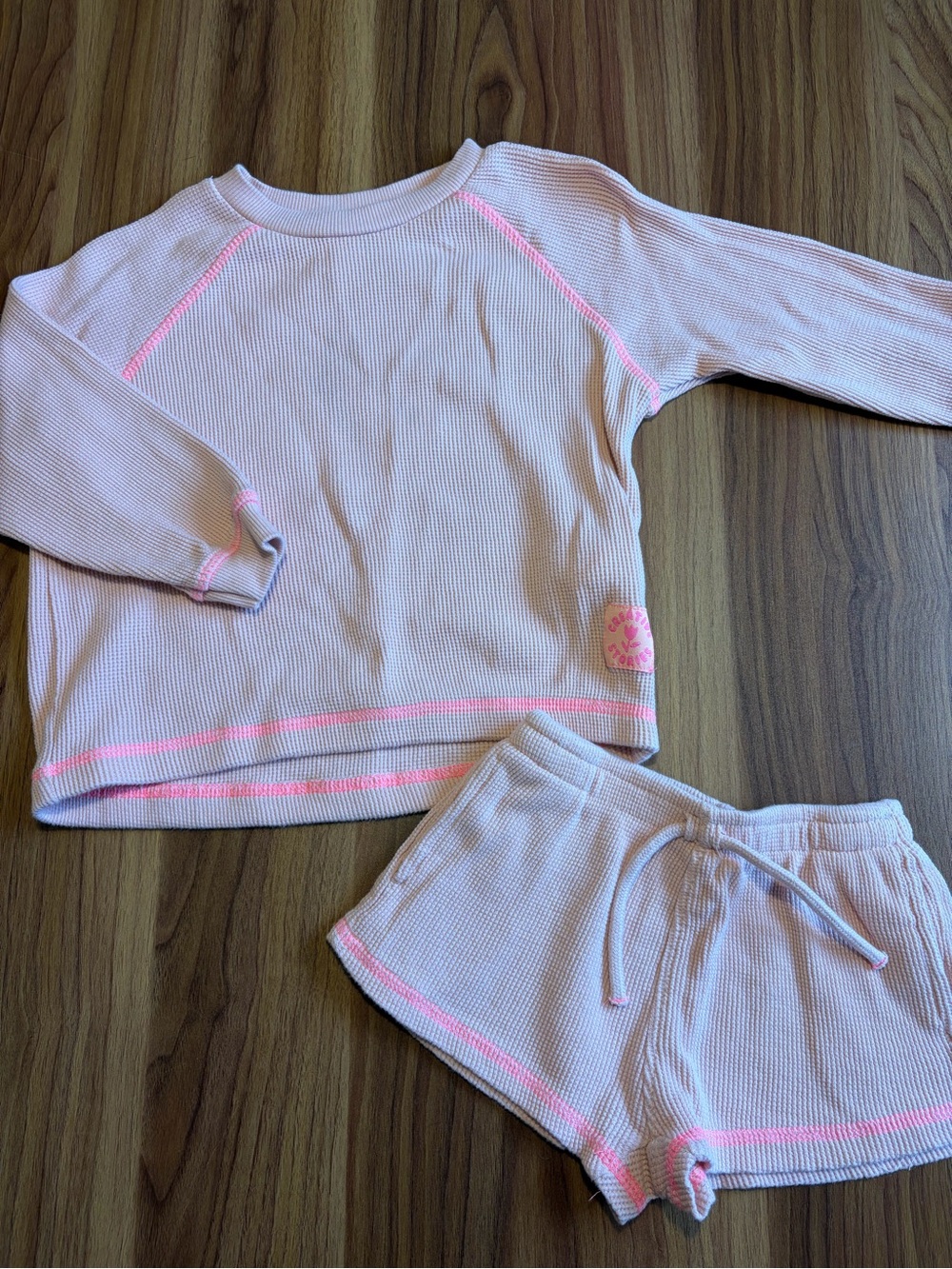 Zara 3Y Waffle Knit Pink Short Set